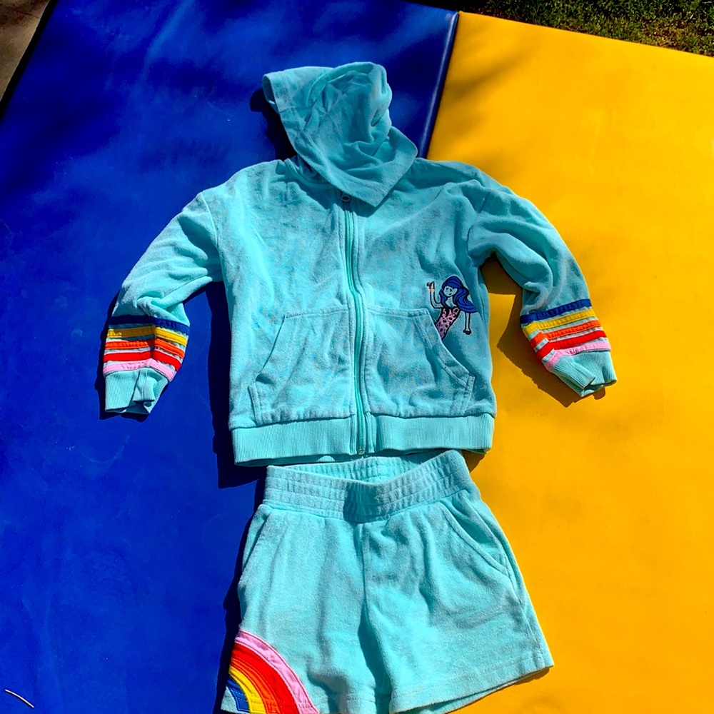 Hanna Andersson terry cloth jumpsuit w/ mermaids